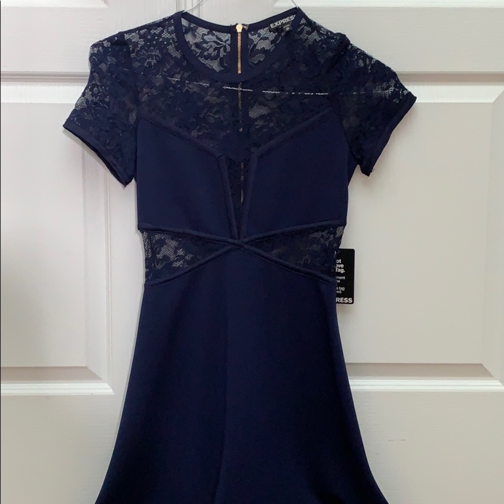 Express navy blue short sleeve dress